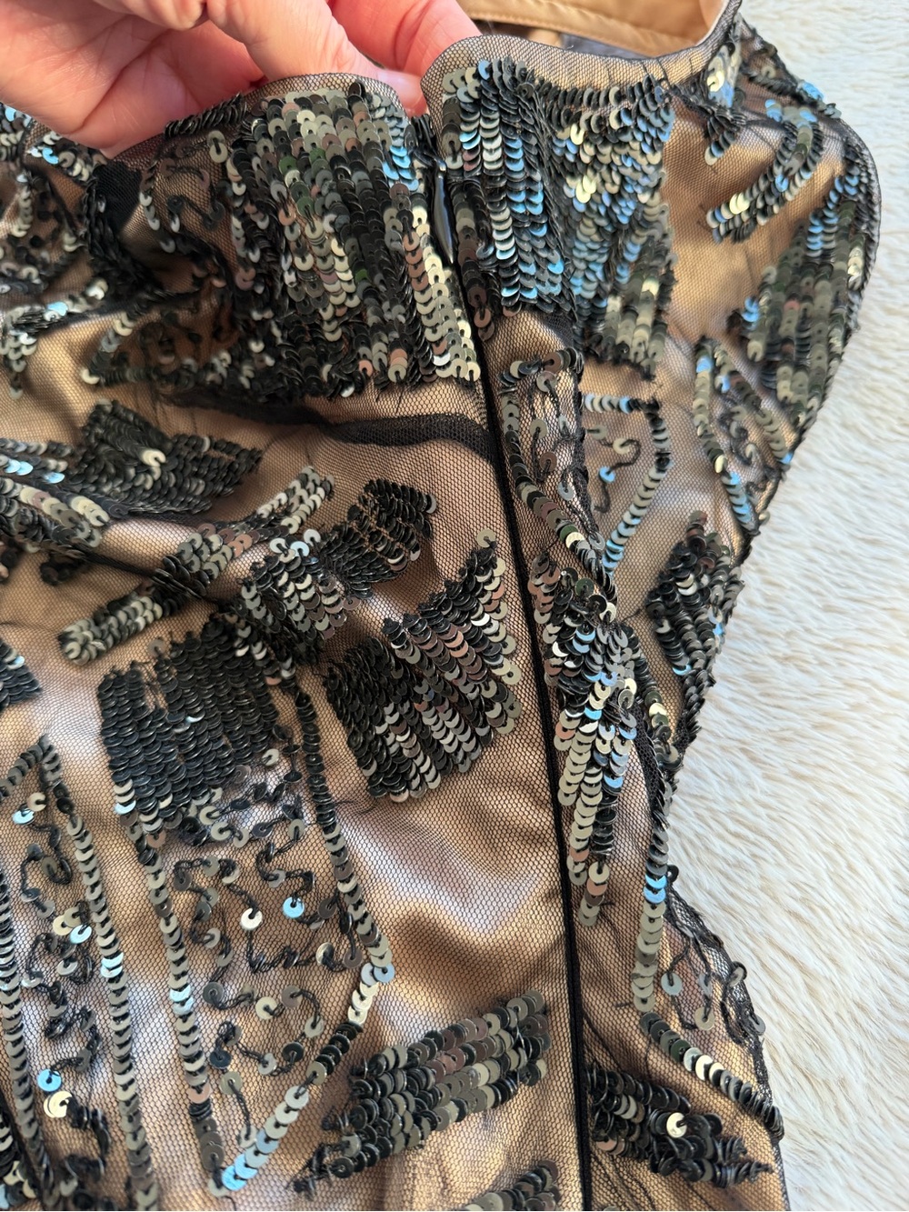Vintage Bebe Black Sequin V-Neck Cocktail Mini Dress Size S XS - Picture 11 of 14